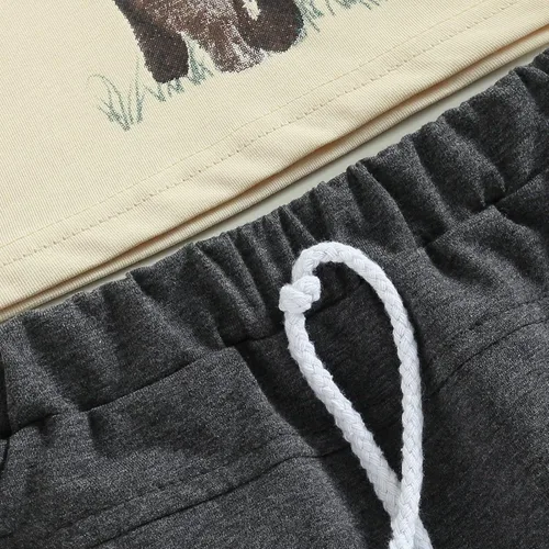Miniatura 4 de Gueuusu Ropa de bebé occidental para niño, camiseta sin mangas con estampado de vaca de las tierras altas para niños pequeños, conjunto