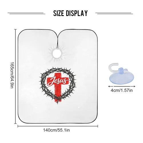 Miniatura 2 de ALAZA Capa de peluquería profesional de 55 x 65 pulgadas, diseño de cruz cristiana de Jesús impermeable, con cierre a presión, para hombres y mujeres