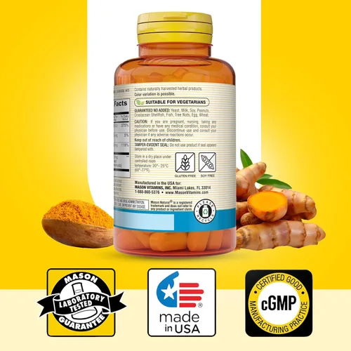 Miniatura 6 de MASON NATURAL Magnesio y vitamina D3 con cúrcuma - Corazón saludable y sistema nervioso, fortalece los huesos y los músculos, mejora la salud