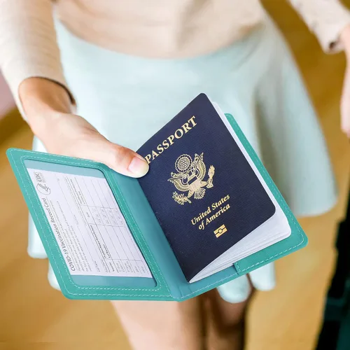 Miniatura 2 de labato - Cartera de piel sintética para pasaporte con tarjetero de vacuna, Mint