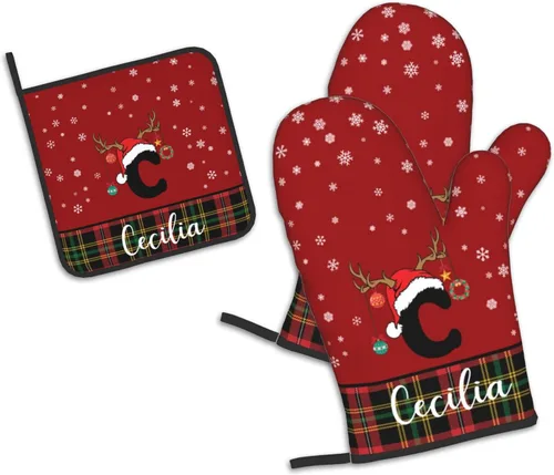 Miniatura 37 de Manoplas de horno personalizadas para Navidad, juego de guantes de horno personalizados y soportes para ollas con foto, divertidos regalos