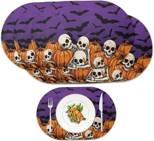 Miniatura 37 de Ghost Placemats Set of 2 Wipeable Faux Leather 12X18 Inch Waterproof Non-Slip Mats Spooky Table Decor Heat Resistant for Scary Dinner Party Fantasma