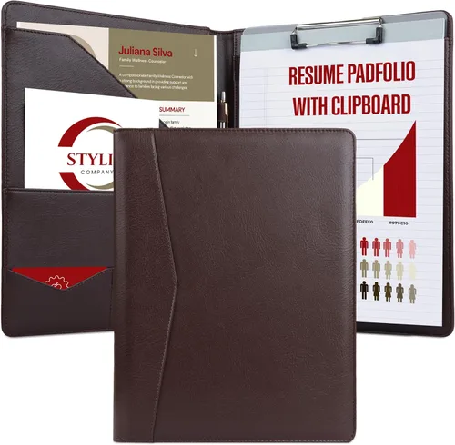 Miniatura 12 de STYLIO Carpeta Padfolio con Portapapeles Extraíble Organizador de Portafolio Carpeta con Almacenamiento para Cuaderno, Bloc de Notas