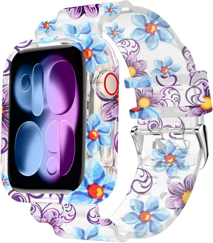 Miniatura 17 de DABAOZA - Correa compatible con Apple Watch de 49 mm, 46 mm, 45 mm, 44 mm, 42 mm, 41 mm, 40 mm, 38 mm, con protector, correa de TPU brillante
