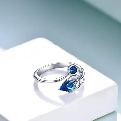Miniatura 3 de Anillo ajustable con pluma, libélula, cruz, celta, plata de ley, joyería abierta, regalos para mujer