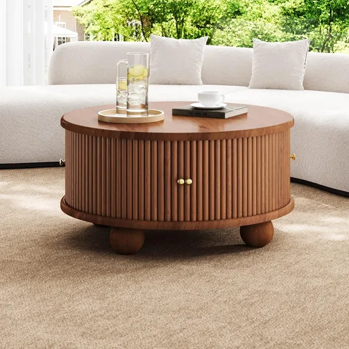 Miniatura 11 de KEVINSPACE Mesa auxiliar negra con borde dorado en la parte inferior, mesa de centro redonda para espacios pequeños, mesa auxiliar de madera mesita