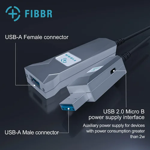 Miniatura 3 de Cable de extensión USB 3.0 de fibra óptica de 32.8 ft, cable USB largo macho a hembra, cable extensor de 5 Gbps de alta velocidad, para robot