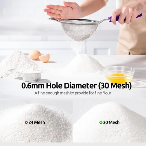 Miniatura 4 de Colador de Malla de Acero Inoxidable 18/8: U-Taste Colador de Cocina de Malla Fina de 5.5 Pulgadas Colador de Alimentos con Mango de Silicona (5)
