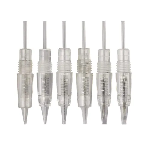 Agujas de tatuaje tapas redondas para máquina de maquillaje permanente, juego de bolígrafos D1R/1R/3R/5R/5F/7F (tamaños mixtos, 50 piezas)
