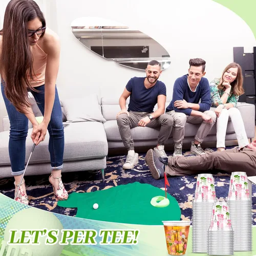 Miniatura 6 de Qinyoung 50 piezas de suministros de fiesta de golf con bola de golf de Masters, vasos de plástico transparente desechables de 12oz en masa, Let's