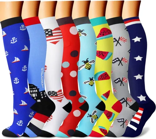 Miniatura 13 de CHARMKING Calcetines de compresión para mujeres y hombres para circulación (8 pares) 15-20 mmHg, mejor soporte para ciclismo atlético