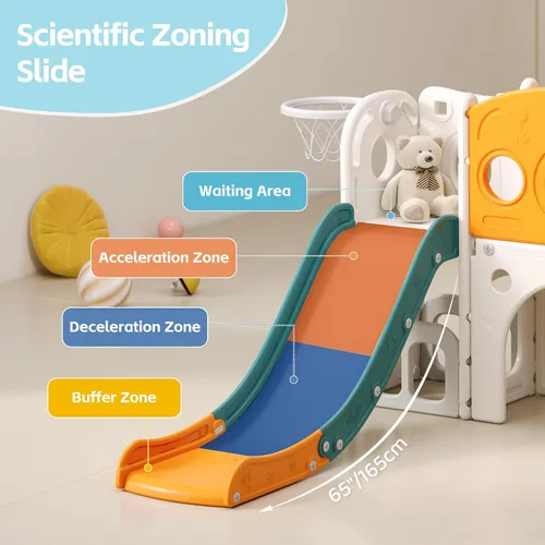 Miniatura 2 de Tobogán 8 en 1 para niños pequeños, juego para interiores y exteriores para niños de 1 a 3 años, tobogán escalador con espacio de almacenamiento