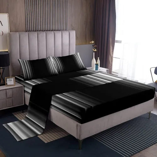 Miniatura 25 de Feelyou Juego de sábanas decorativas con ombre abstracto para niños y adolescentes, juego de sábanas rojas y negras de moda para dormitorio de niñas