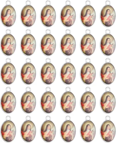 Miniatura 17 de COTTVOTT Santa Teresa de Lisieux/Santa Madre Teresa de Calcuta/Divina Misericordia Jesús/Mater Dolorosa Medalla de Santo Patrón Dije Colgante