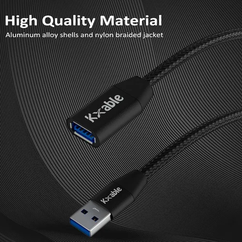 Miniatura 2 de Cable de extensión USB 3.0 de 1 pie (paquete de 2), cable extensor tipo A macho a hembra, trenzado de nailon, transferencia de datos de 5 Gbps