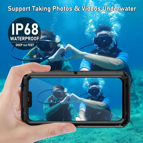 Miniatura 3 de Beasyjoy - Funda impermeable para iPhone 13 Pro, carcasa de metal con protector de pantalla integrado, carcasa protectora de cuerpo completo de Negro