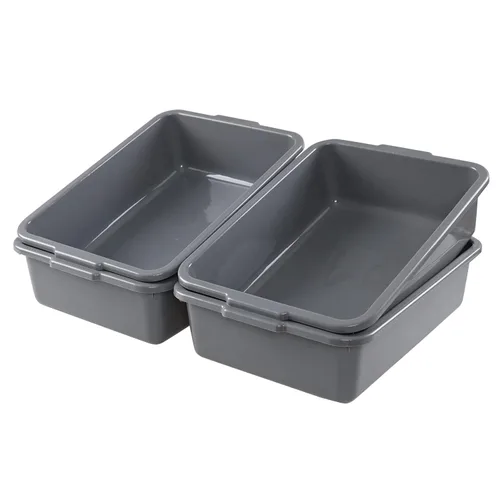 Miniatura 7 de Caja de autobús comercial de plástico de 8 L, 4 paquetes, bañera de autobús para lavabo, bolsa pequeña para uso general, gris
