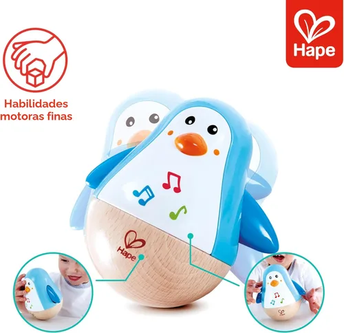 Miniatura 6 de Hape Pingüino Musical Tamborante Pingüino Melodioso Colorido y Tamborante, Juguete Roly Poly para Niños de 6 Meses+, Multicolor, 5' x 2' (E0331)