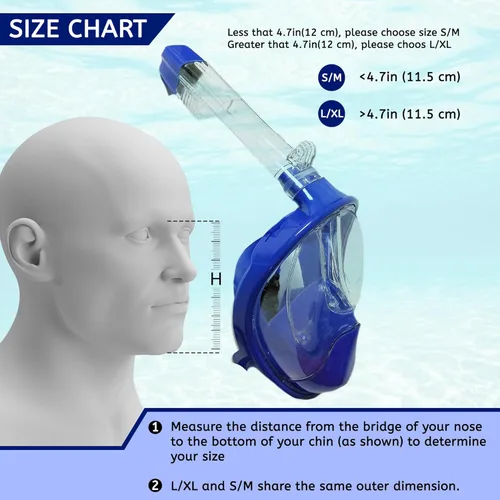 Miniatura 3 de VOS Full Face Snorkel Mask for Kids and Adults 180°Panoramic View/Anti-Fog/Anti-Leak Scuba Mask with Camera Mount Snorkeling Gear for Adults