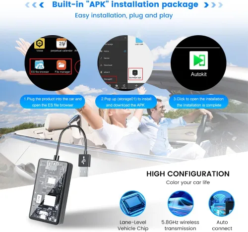 Miniatura 5 de CarlinKit Adaptador inalámbrico de coche CarPlay para radio de coche Android, Android Auto inalámbrico y Apple CarPlay 2 en 1, bajo consumo