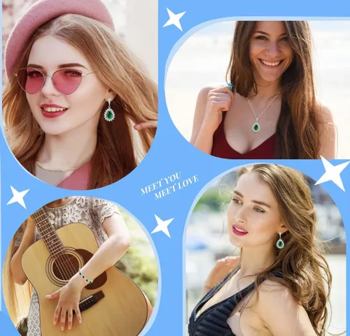 Miniatura 2 de Conjuntos de joyería de moda para mujeres y niñas, chapado en platino, chapado en oro, chapado en oro rosa, aretes chapados en negro pistola, aretes