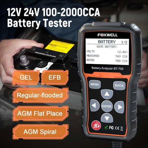 Miniatura 2 de Escáner FOXWELL OBD2 NT726 y FOXWELL BT705 12V 24V Probador de batería de coche 2022