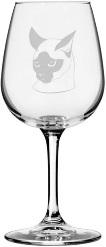 Miniatura 17 de Copa de vino de 12.75 onzas con temática de gato abisinio grabada para todo uso