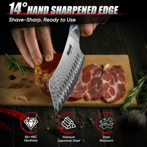 Miniatura 3 de Huusk Cuchillo japonés Santoku de 7 pulgadas, cuchillo de chef profesional para cocina con mango de resina, acero inoxidable de alto carbono