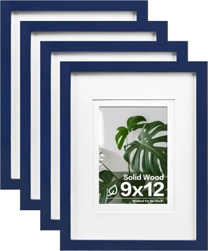 Miniatura 34 de Egofine Juego de 4 portarretratos de 4 x 6, hechos de madera maciza cubierta de plexiglás de 3 x 4.5 pulgadas y 3.5 x 5 pulgadas con paspartú o de 4