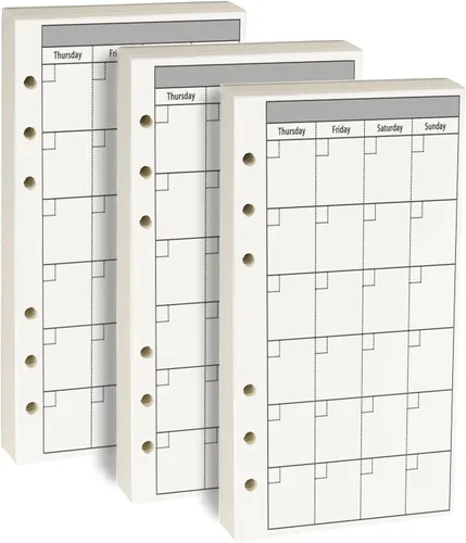 Papel de repuesto para planificador mensual A6, sin fecha, 6 agujeros perforados, papel de relleno para oficina universitaria, 100gsm, 135 hojas/270