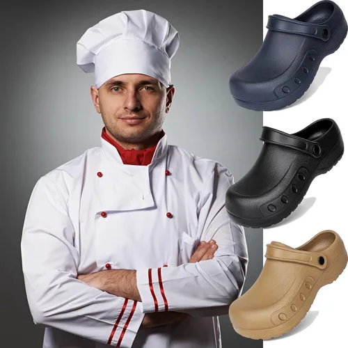 Miniatura 2 de Zuecos de chef para hombre, antideslizantes, con soporte para el arco, zapatos de enfermería de seguridad, zapatos de trabajo, resistentes al agua