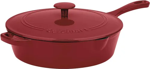 Miniatura 2 de Cuisinart Freidora de pollo de hierro fundido de 12 pulgadas con tapa, capacidad de 4.5 cuartos de galón, interior esmaltado de porcelana, apta