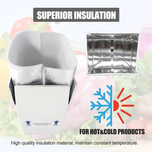 Miniatura 2 de Cajas de envío aisladas de 15 x 10 x 11 pulgadas para alimentos congelados, paquete de 4 cajas de cartón con aislamiento de papel de aluminio, caja