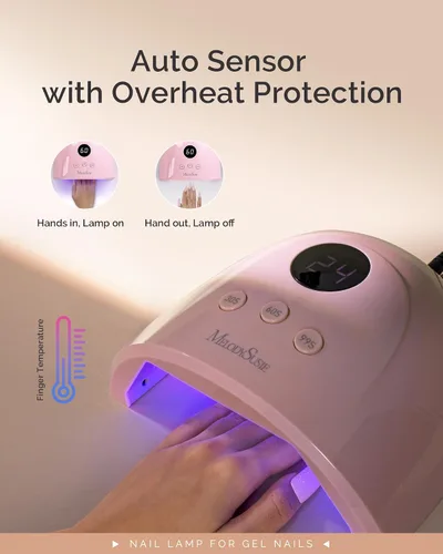 Miniatura 4 de MelodySusie Lámpara de uñas LED UV compacta y avanzada, secadora de uñas P-Plus30F con 3 temporizadores y sensor inteligente que cura todos los Rosa
