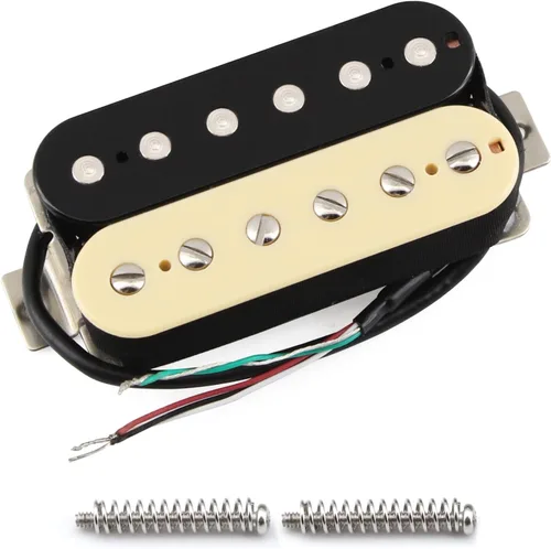 Miniatura 10 de FLEOR Alnico 5 Pastillas de Guitarra Doble Bobina Humbucker Juego de Cuello y Puente Blanco