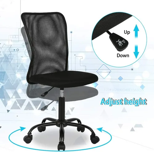 Miniatura 4 de Silla de oficina de malla con soporte lumbar, silla de escritorio ergonómica, moderna, negra