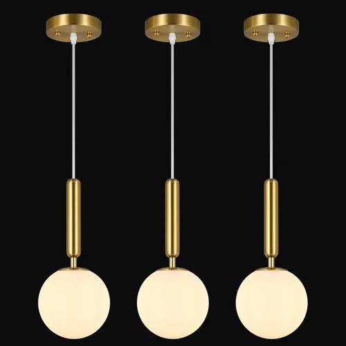 Miniatura 28 de Lámpara Colgante Moderna Accesorio de Iluminación Colgante para Isla de Cocina Luces Colgantes Doradas de Mediados de Siglo con Globo de Vidrio Oro