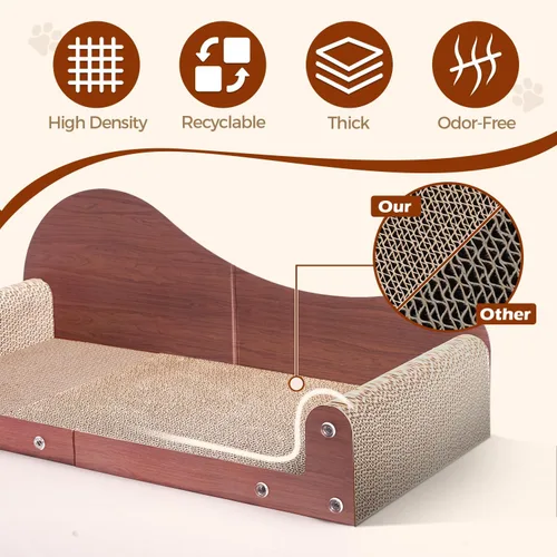 Miniatura 3 de ComSaf Cama Rascador Grande para Gatos - Tabla Rascadora para Gatos de 26", Sofá Rascador para Gatos de Cartón, Cama Lounge Rascadora Duradera