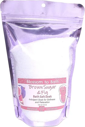 Remojar sal de baño de azúcar morena e higos (16 onzas) – Fragancia natural – es perfecto para la relajación de cuerpo completo, remojo de pies y