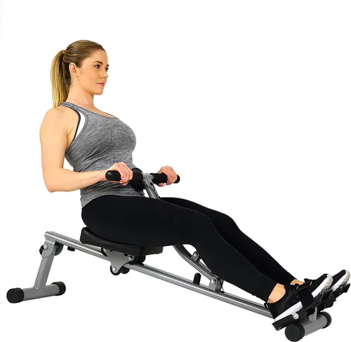 Sunny Health & Fitness Máquina de remo compacta ajustable con 12 niveles de resistencia para entrenamientos corporales completos y aplicación
