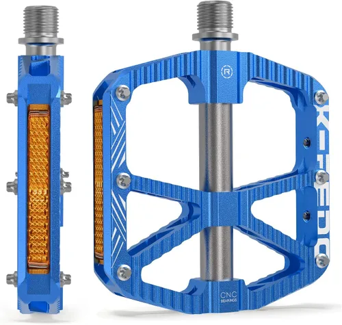 Miniatura 7 de Pedales de bicicleta de montaña MTB, plataforma plana, aleación de aluminio, antideslizante, 9/16 pulgadas, pedales de bicicleta de metal con 3