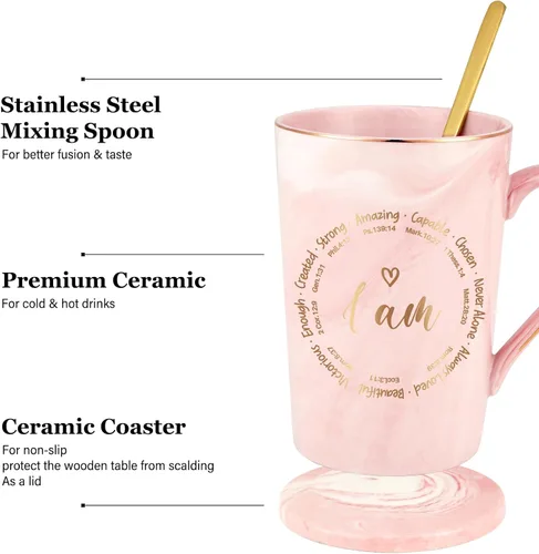 Miniatura 5 de YHRJWN - Regalos cristianos para mujeres, regalos católicos para mujer, taza de café I Am, regalos religiosos inspiradores espirituales