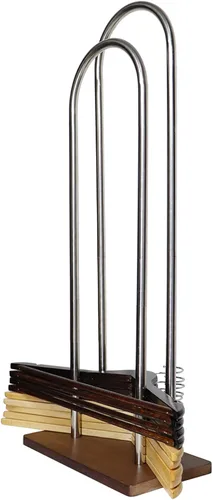 Miniatura 9 de Apilador de perchas, estante de almacenamiento de madera y acero inoxidable, grande (32.7 pulgadas de alto), organizador de armario y lavandería