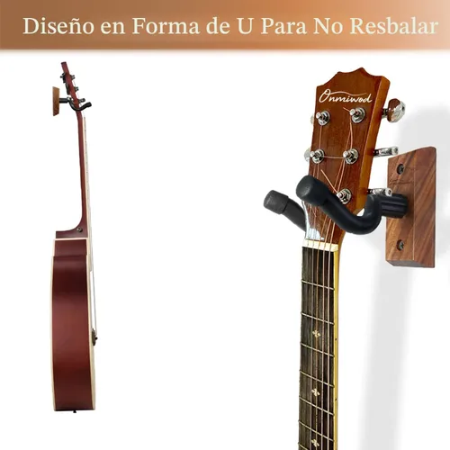 Miniatura 3 de Soporte de pared para guitarra, 2 unidades, colgador de guitarra de madera de nogal negro, soporte de pared para guitarra en forma de U, soporte