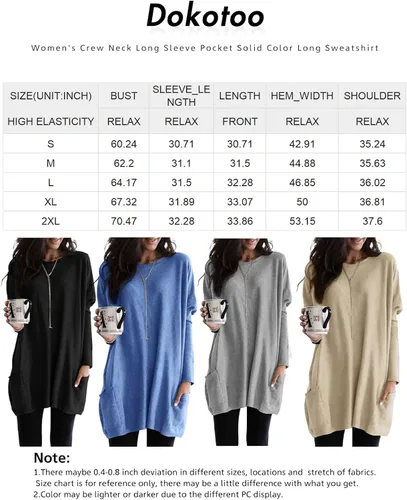 Miniatura 6 de Dokotoo Camisas casuales de manga larga para mujer, sudaderas ligeras con bolsillos