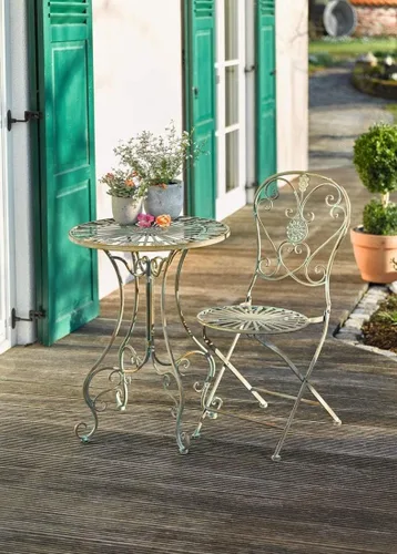 Miniatura 2 de Westcharm Silla plegable de metal para exteriores para patio exterior con diseño de cola de pavo real, juego de 2