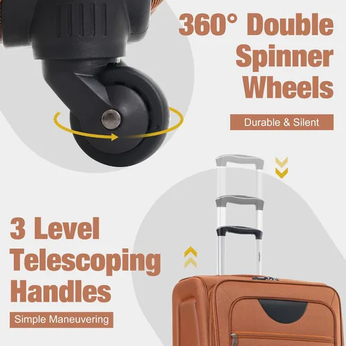 Miniatura 207 de Merax Juegos de equipaje de mano en maleta aprobada por aerolíneas, estuche rígido con ruedas giratorias expandibles, Negro