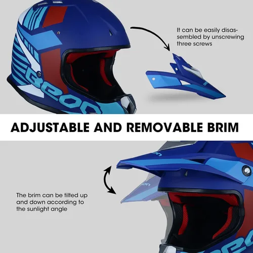 Miniatura 3 de BEON Adult Dirt Bike Helmets Motocross ATV Dirtbike BMX MX Offroad Full Face Motorcycle Helmet, DOT Certified Model B602