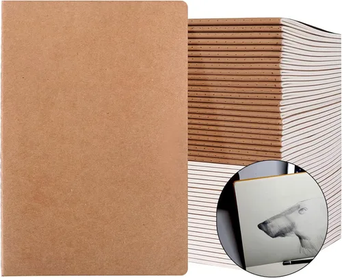 Paquete de 50 Cuadernos Kraft con Líneas A5 de 8.3x5.5 Pulgadas, Diarios de Viaje Cuadernos al Por Mayor, Cuadernos de Materias 34 Hojas 68 Páginas