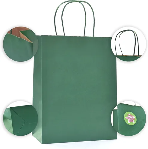 Miniatura 3 de Nexmint Bolsas de papel kraft de 8 x 10.5 pulgadas, bolsas de regalo con asa para cumpleaños, vacaciones, regalos, recuerdos de fiesta, venta al por